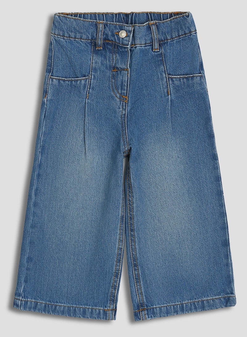 ال سي وايكيكي بنطلون جينز بناتي واسع بوسط مطاطي - Image 1